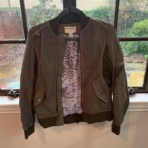 Anthropologie green bomber jacket XS